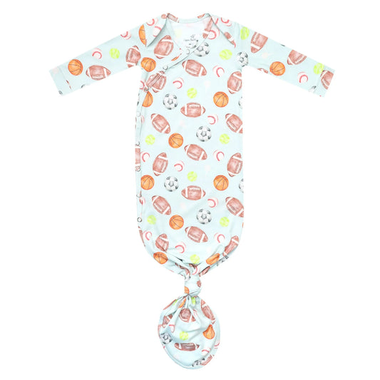 Sports Medley Newborn Knotted Gown - Copper Pearl