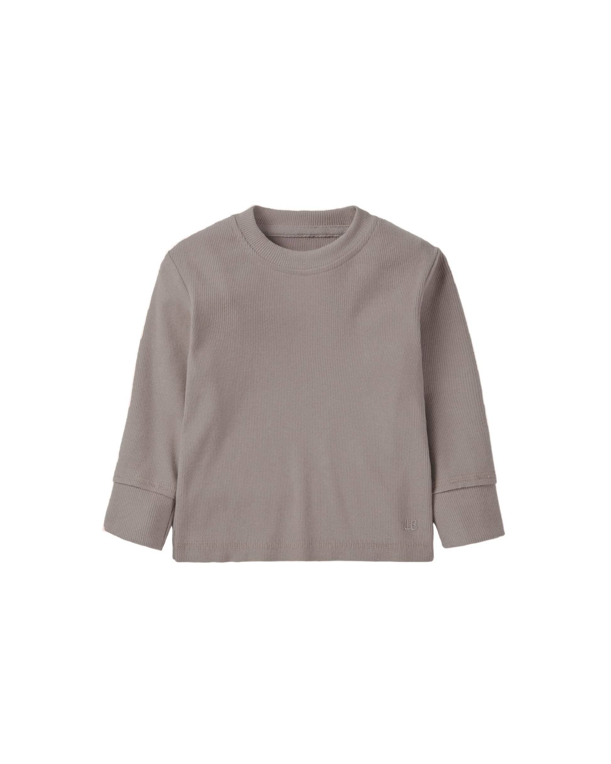 Long Sleeve Ribbed Tee - Mushroom - Little Bipsy
