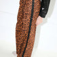 Leopard Print Sequin Trim Wide Leg Track Pants