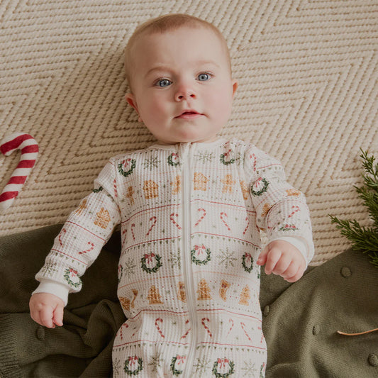 Holiday Treats Fair Isle Print on Thermal Sleeper - Petit Lem