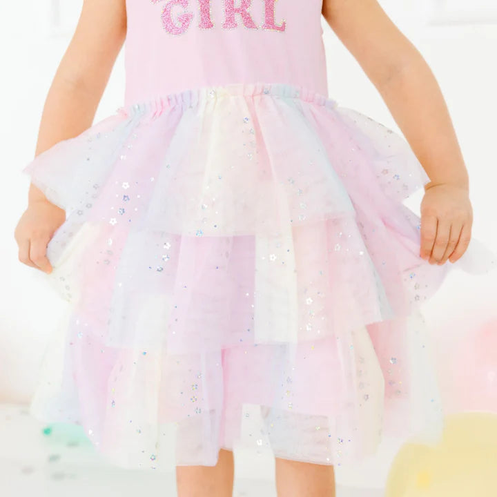 Birthday Girl Fairy Dust Short Sleeve Tutu Dress - Sweet Wink