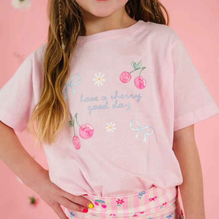 Cherry Good Day Short Sleeve T-Shirt - Ballet - Sweet Wink