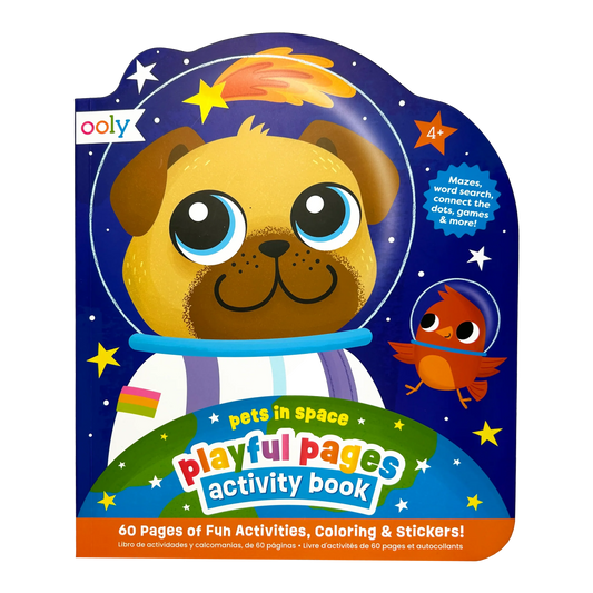 Playful Pages Activity Book - Games Coloring Stickers - Pets in Space