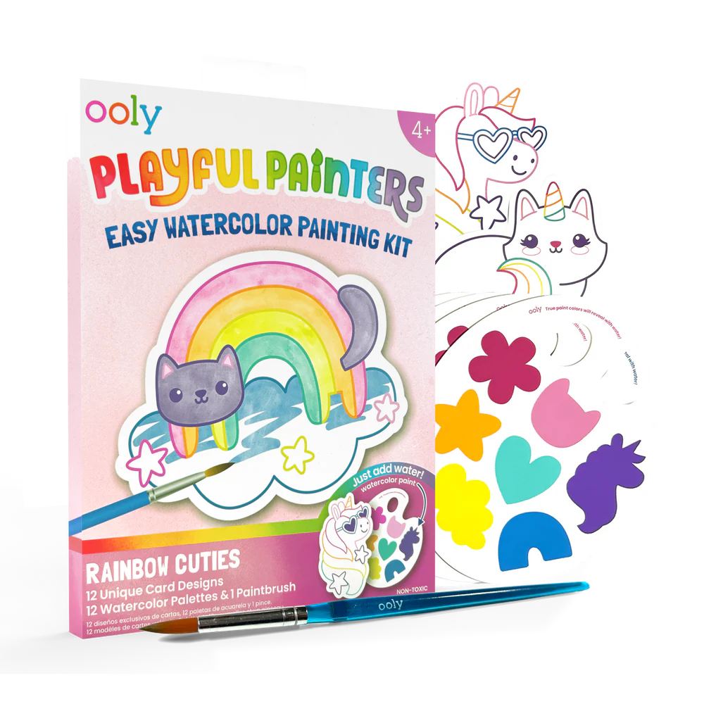 Playful Painters Easy Watercolor Painting Kit - Rainbow Cuties