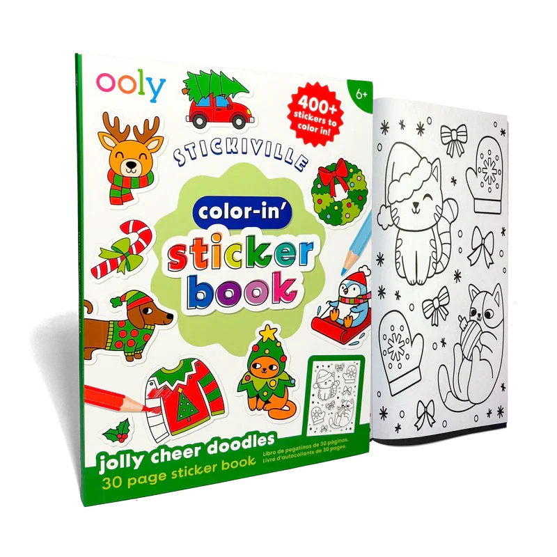 Stickiville: Color-in' Sticker Book - Jolly Cheer Doodles - OOLY