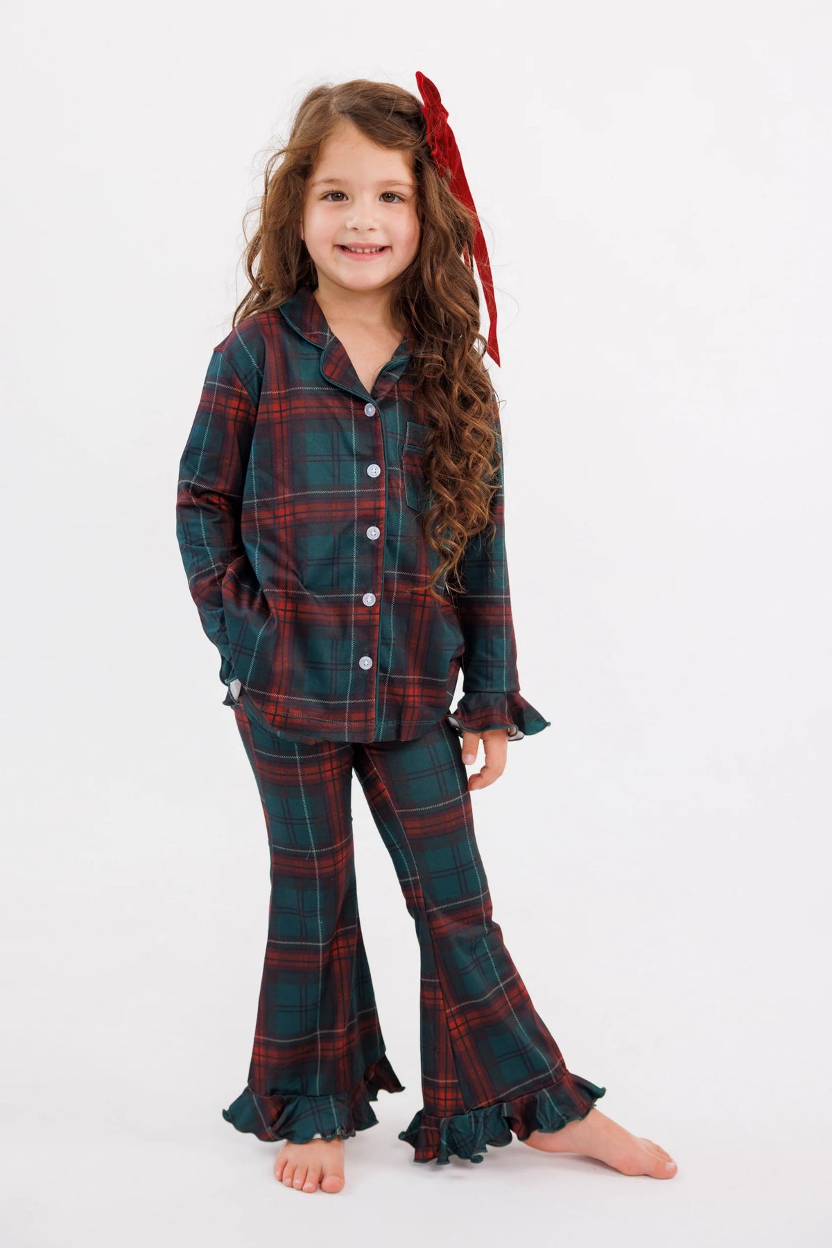 Holiday Heritage Plaid Girls' Long Sleeve Ruffle Flare Set
