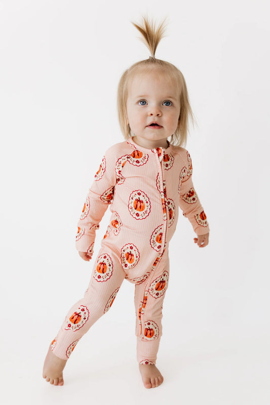 Pumpkin Blossom Zipper Romper - In My Jammers