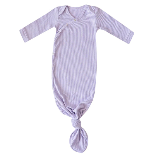 Periwinkle Rib Knit Newborn Knotted Gown
