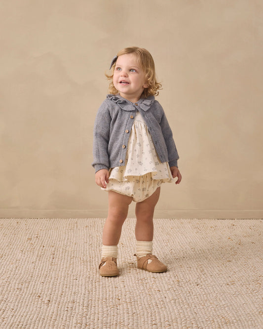 Ruffle Collar Cardigan Heathered Slate