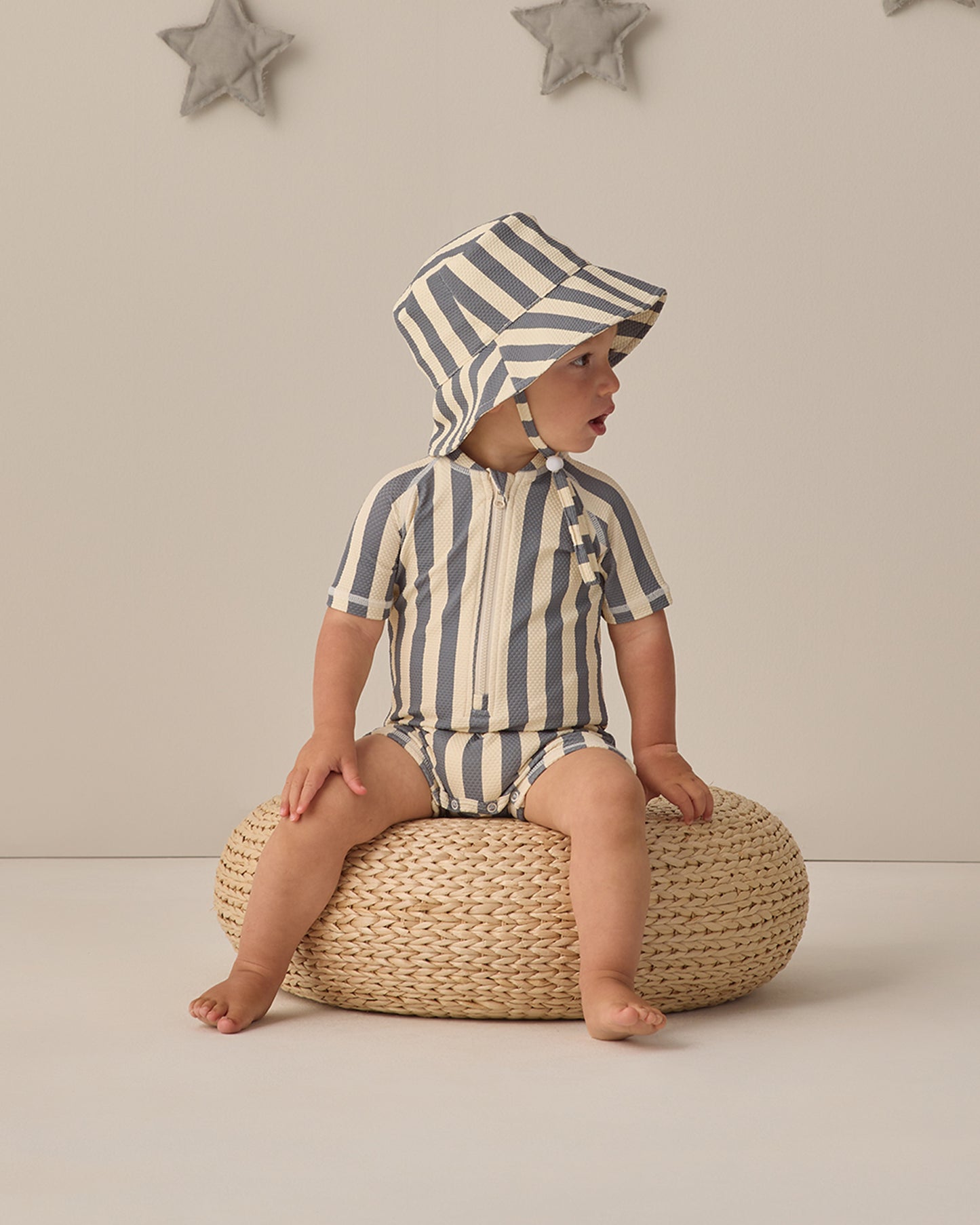 Zip Rashguard One-Piece || Retro Ocean Stripe