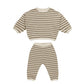 Waffle Slouch Set || Olive Stripe - Quincy Mae