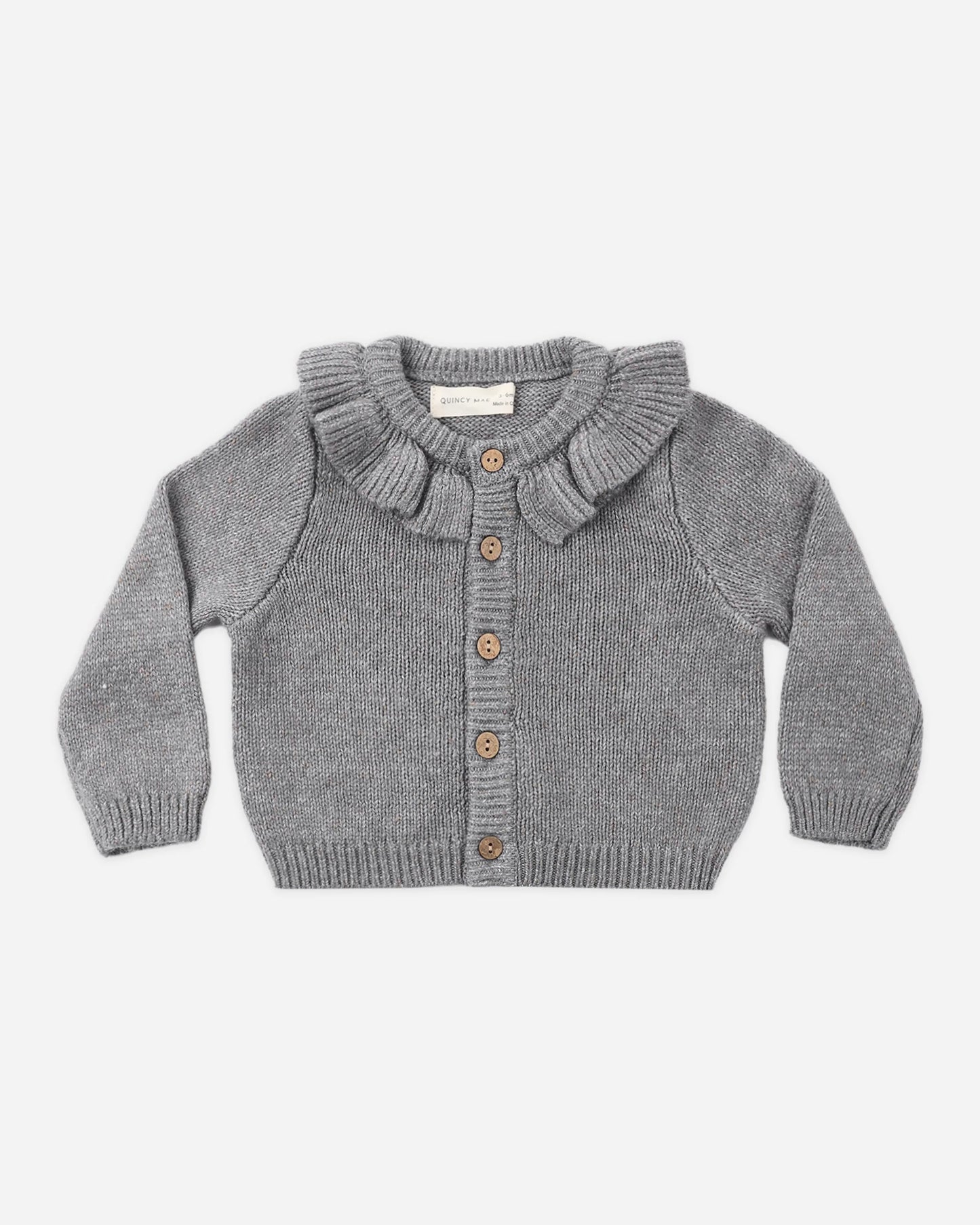 Ruffle Collar Cardigan Heathered Slate