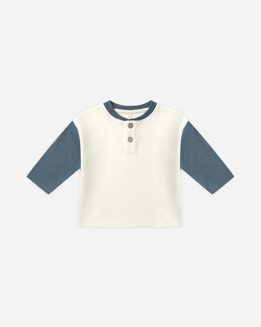 Long Sleeve Henley Tee || Ocean
