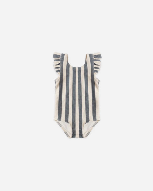 Scoop Back One-Piece Swimsuit Retro Ocean Stripe