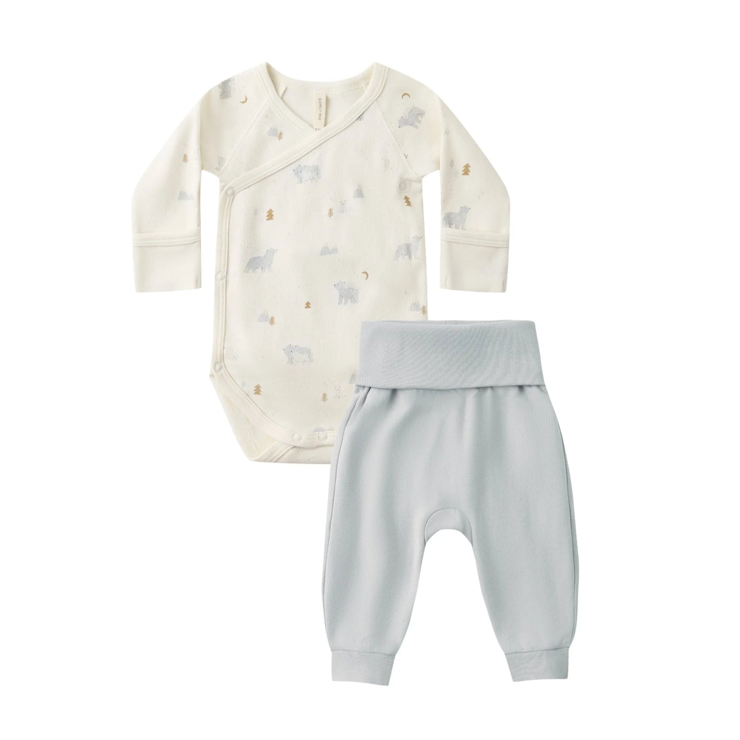 Side Snap Bodysuit + Pant Set - Polar Bears by Quincy Mae