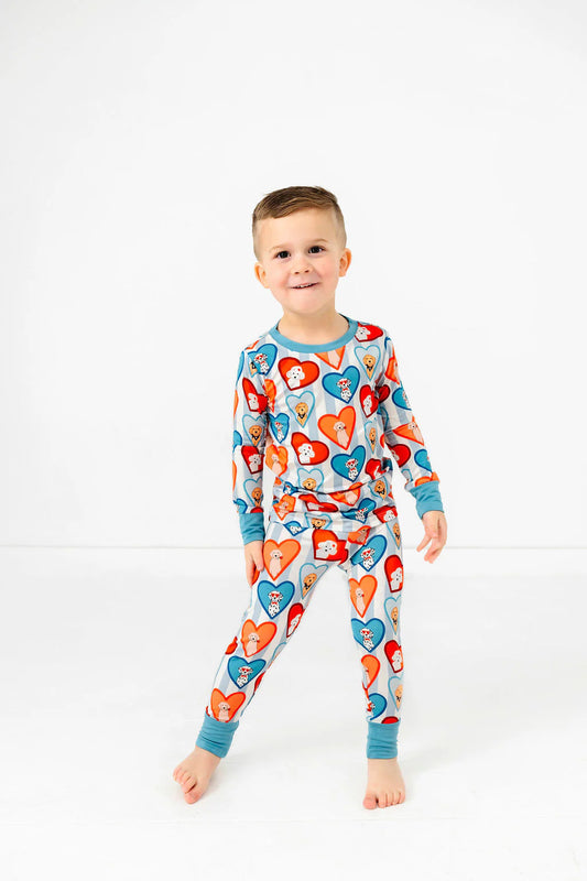 Blue Fur-Ever Valentine Two Piece Set - In My Jammers