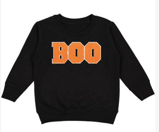 Boo Patch Halloween Sweatshirt - Black