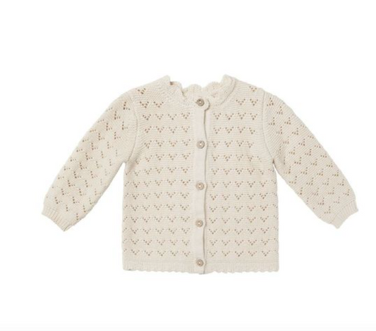 Scalloped Cardigan || Natural - Quincy Mae