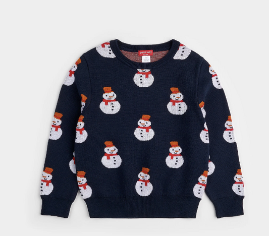 Snowman Blue Knit Sweater - Petit Lem