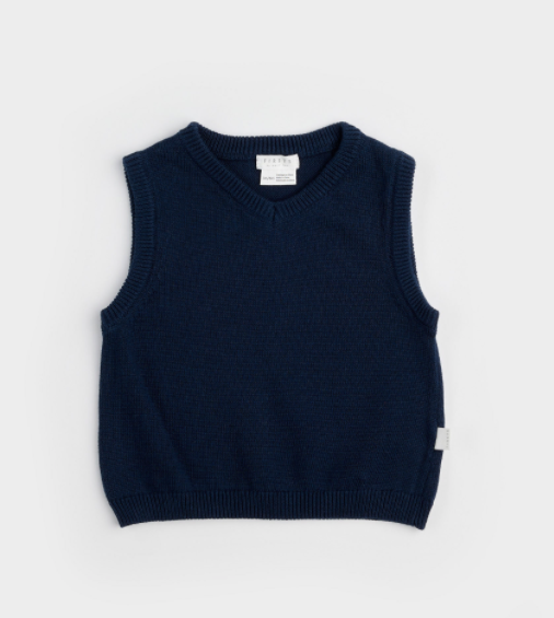 Dress Blue Sweater Knit Vest - Petit Lem