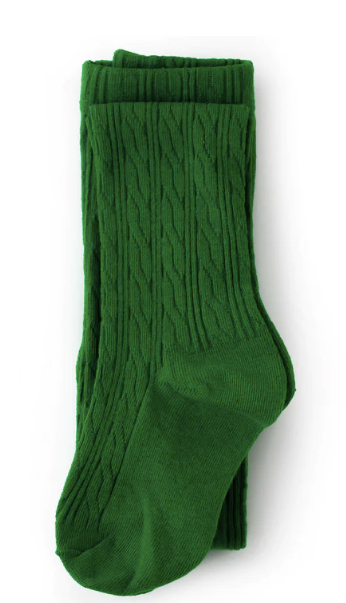 Noble Green Cable Knit Tights - Little Stocking Company
