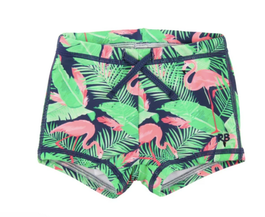 Swim Shorties- Frenzy Flamingo