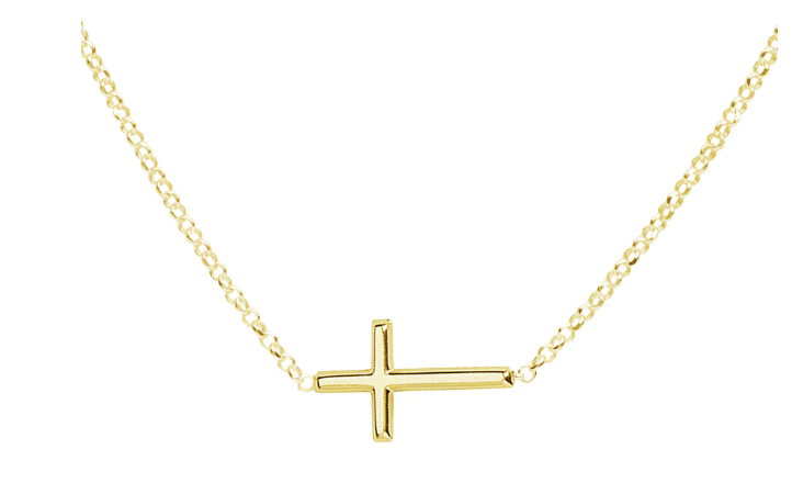 Gold-Plated Children's Horizontal Cross Necklace