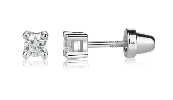 Sterling Silver Kid's Silver Clear studs