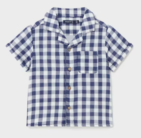 Blue Short Sleeve Button-Up Shirt