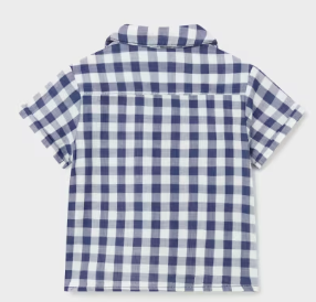 Blue Short Sleeve Button-Up Shirt