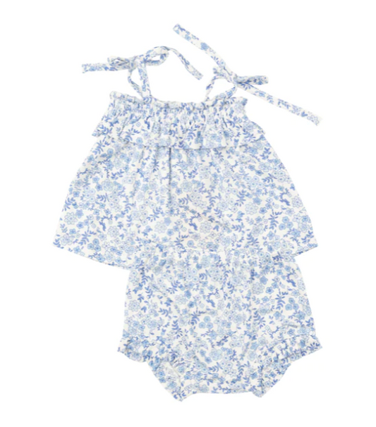RUFFLE TOP & BLOOMER - BLUE CALICO FLORAL