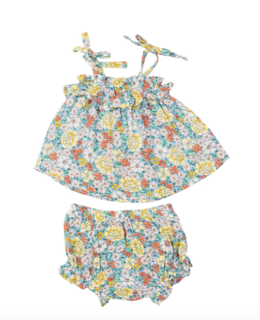 RUFFLE TOP & BLOOMER - GOLDEN PEONY FLORAL