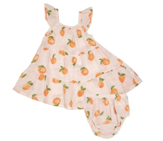 Twirly Sundress and Diaper cover- Peaches