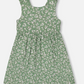 Sleeveless Muslin Dress Green Jasmine Flower Print