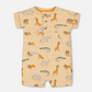 French Terry Romper Beige Printed Jungle Animal