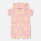 Terry Cloth Hooded Romper Pink Printed Daisies