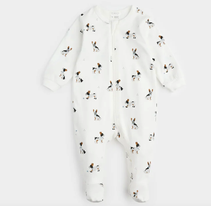 French Bulldogs Print on Footed Sleeper - Baby Sweet Pea's Boutique