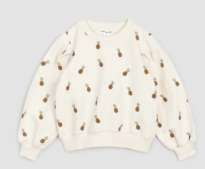 Wild Pineapple on Crème Girls' Sweatshirt