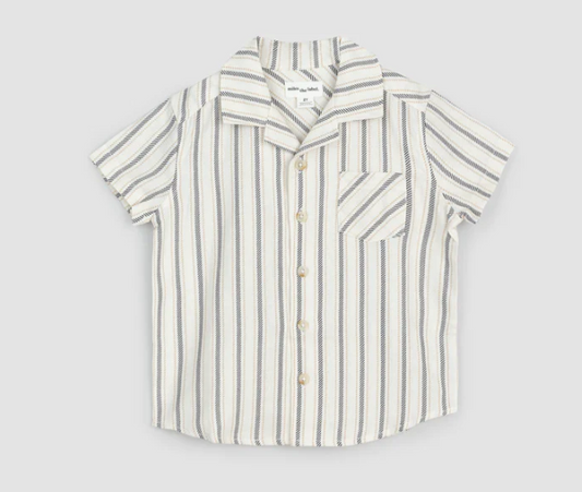 Short-Sleeve Striped Linen Blend Shirt - Miles Baby