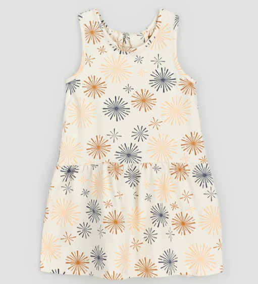 Fireworks Print on Crème Racerback Jersey Dress - Miles Baby