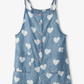 Girls Hearts Slouchy Overalls