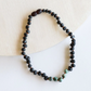Raw Black Amber + Turquoise Jasper Necklace 11 Inches