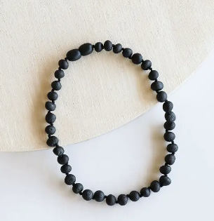 Raw Black Amber Necklace 11 inches - Baby Sweet Pea's Boutique