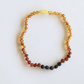 Raw Ombre Amber + Lava Stone Necklace 11 inches