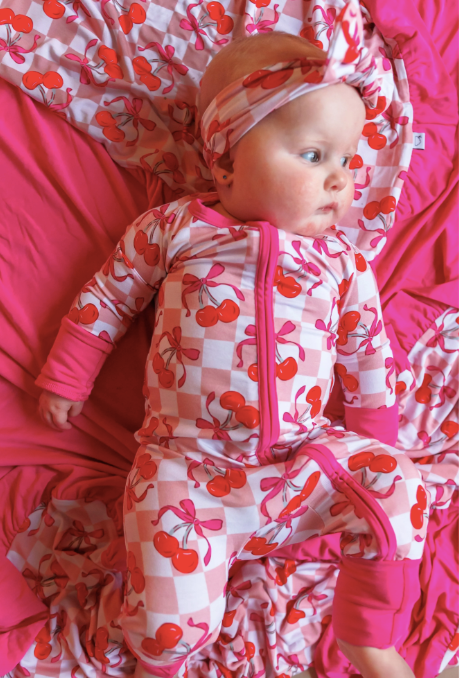 CHERRY SWEET CHECKERS DREAM ROMPER - Baby Sweet Pea's Boutique