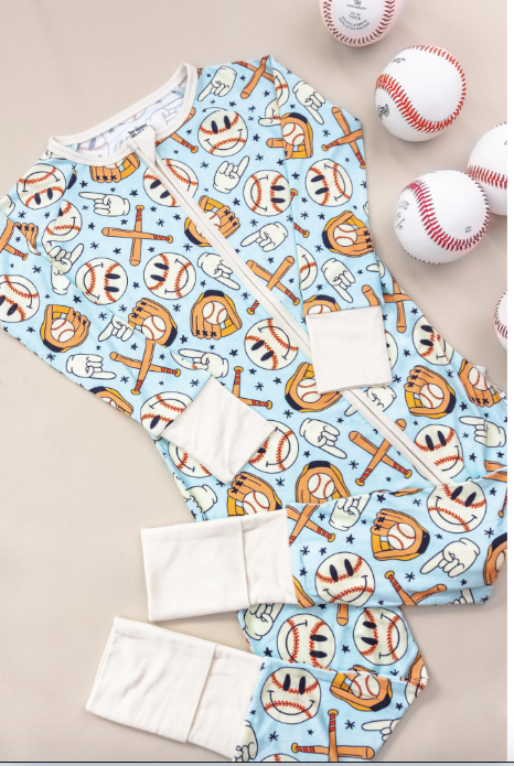 BASEBALL SMILEY DREAM ROMPER - Baby Sweet Pea's Boutique