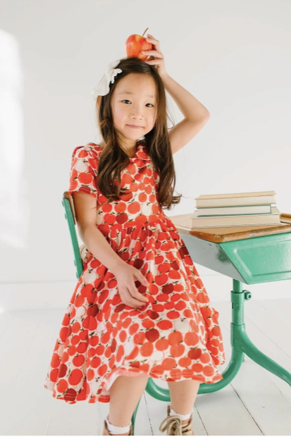 Elizabeth Dress in Apple Preorder - Baby Sweet Pea's Boutique