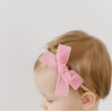 Classic Mini Velvet-Posy Pink headband