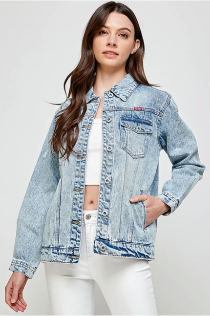 Destroyed Casual Denim Jacket Adult