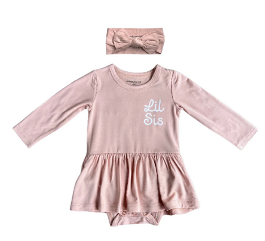 Lil Sis Bodysuit Dress and headband set